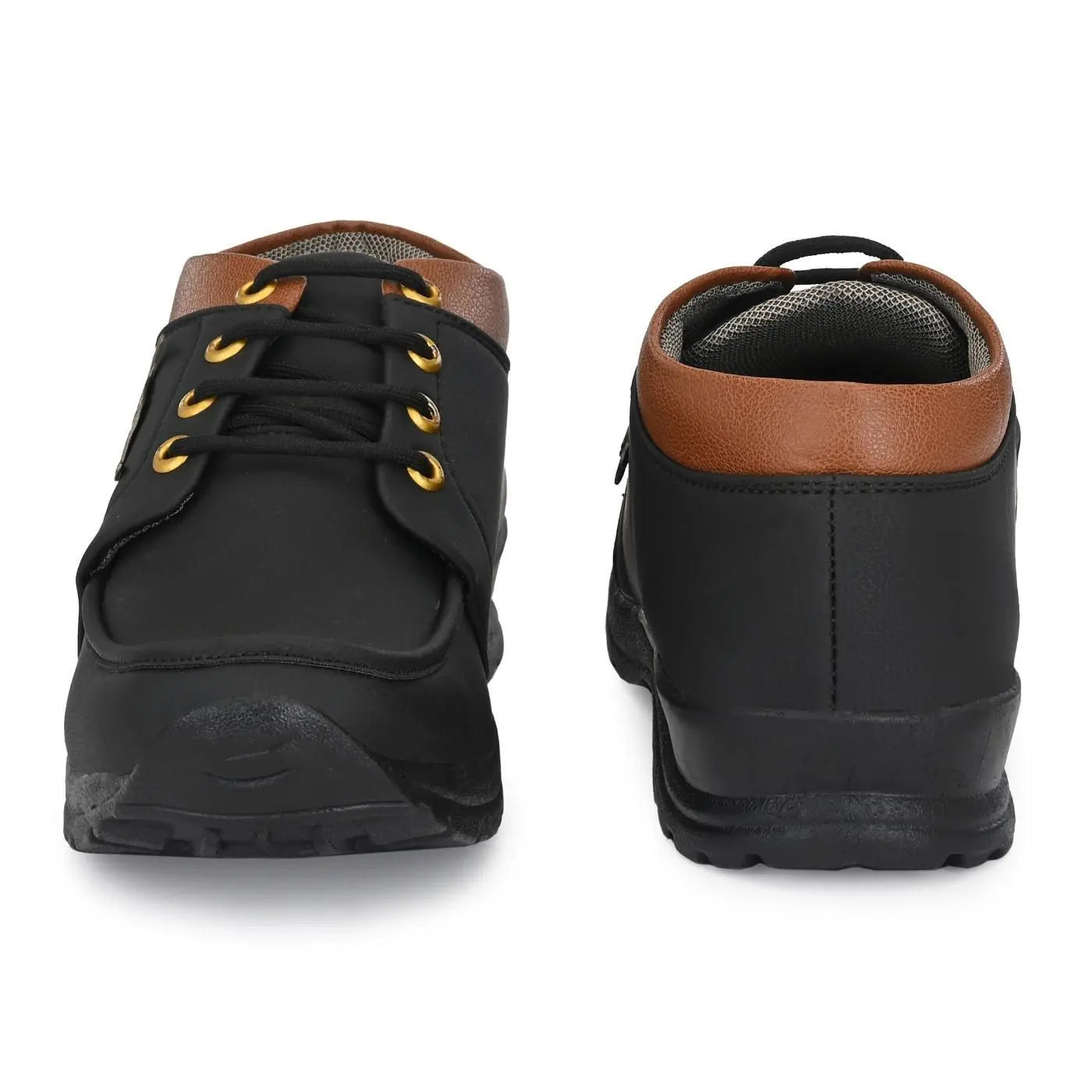 Men's Synthetic Leather Lace Up Boot Slide Leather Shoes Black