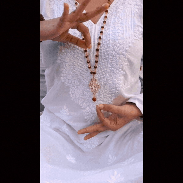 5 Mukhi Rudraksha Mala with Om Shiva Trishool Pendant