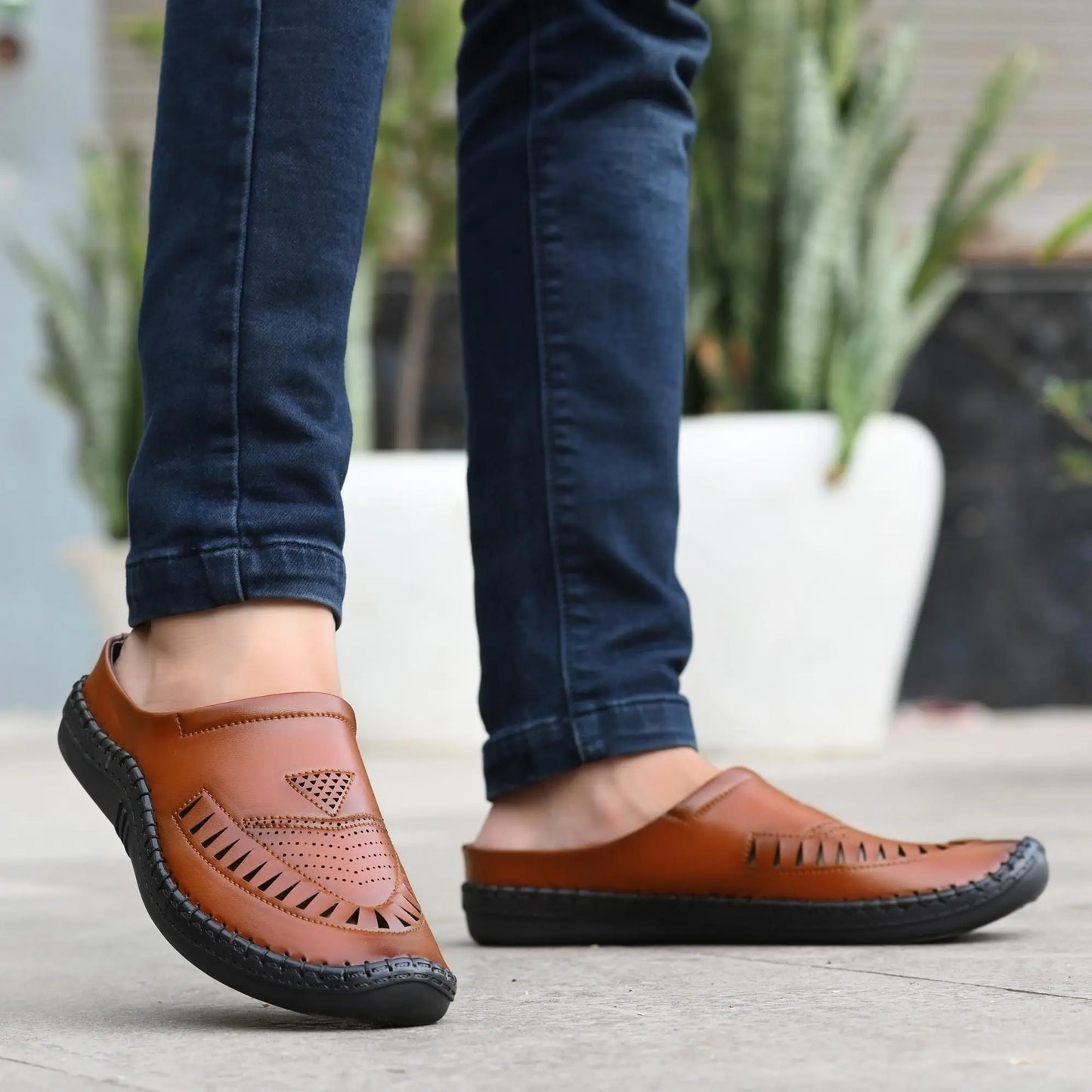 Sandals for Men Casual Synthetic Leather Tan Sandal