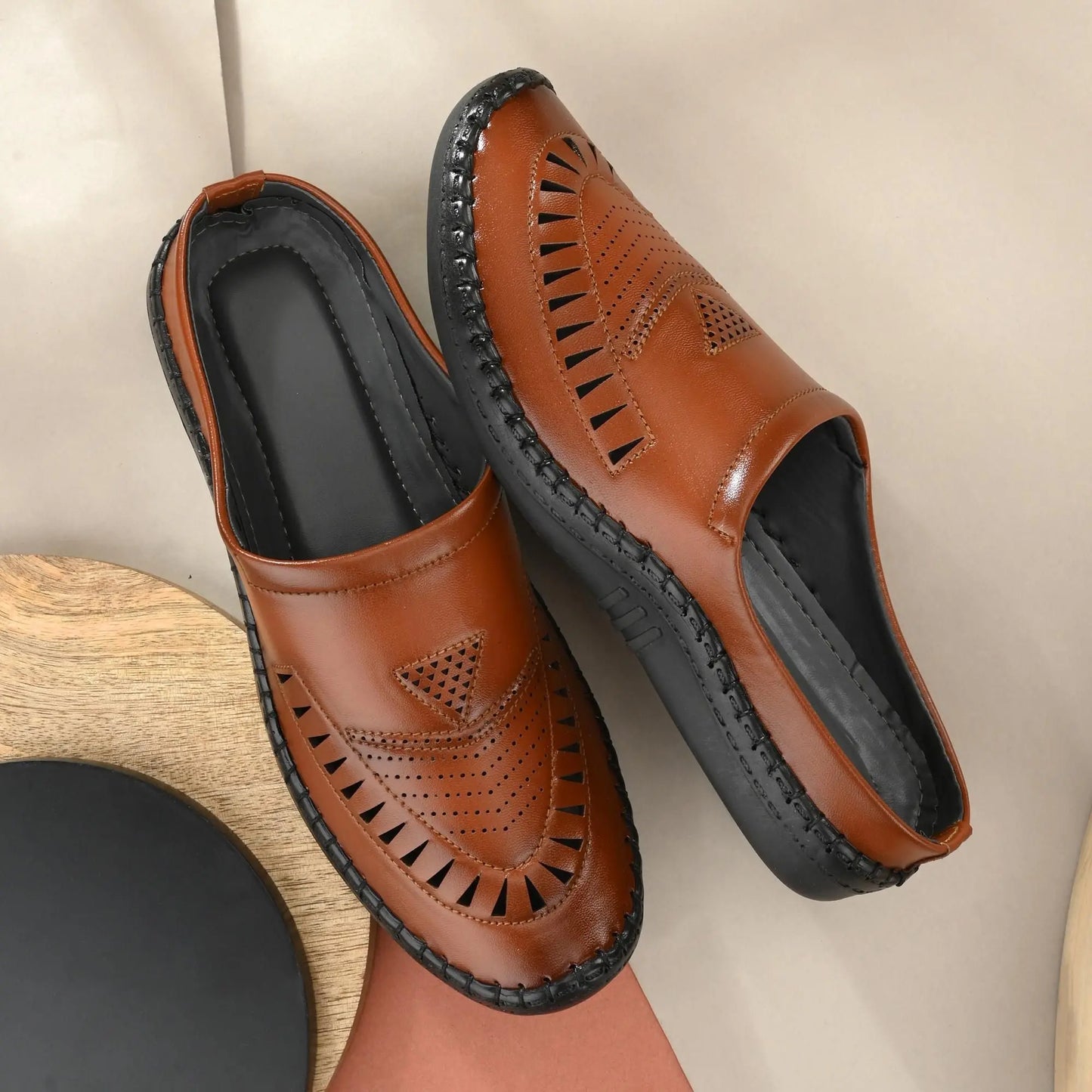 Sandals for Men Casual Synthetic Leather Tan Sandal