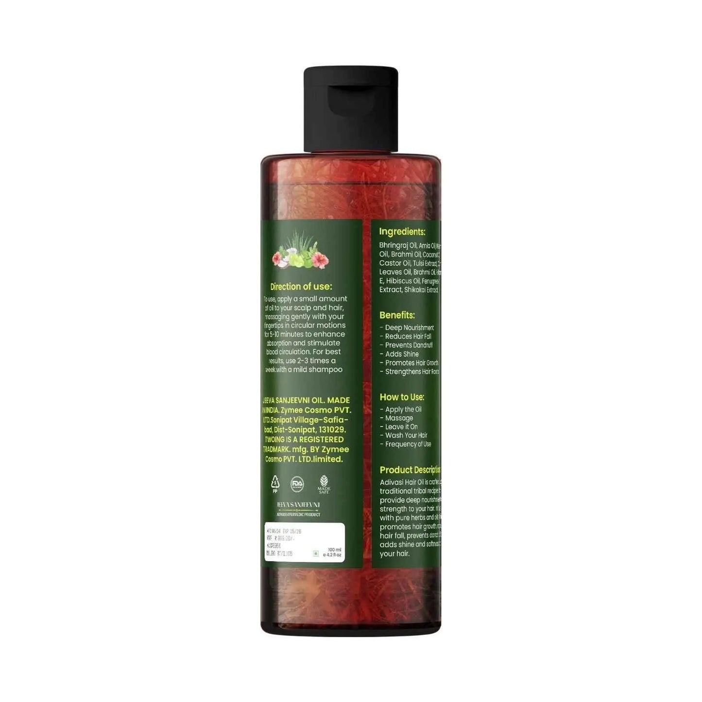 Adivasi Hair Oil - Adivasi Jeeva Sanjeevni Hair Oil 125ml (Pack of 2)