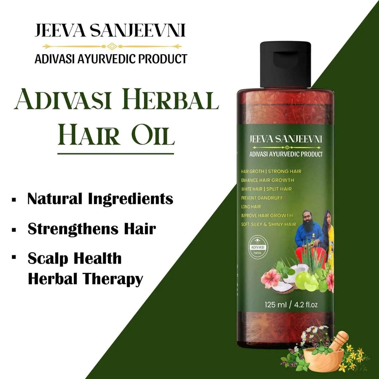 Adivasi Hair Oil - Adivasi Jeeva Sanjeevni Hair Oil 125ml (Pack of 2)