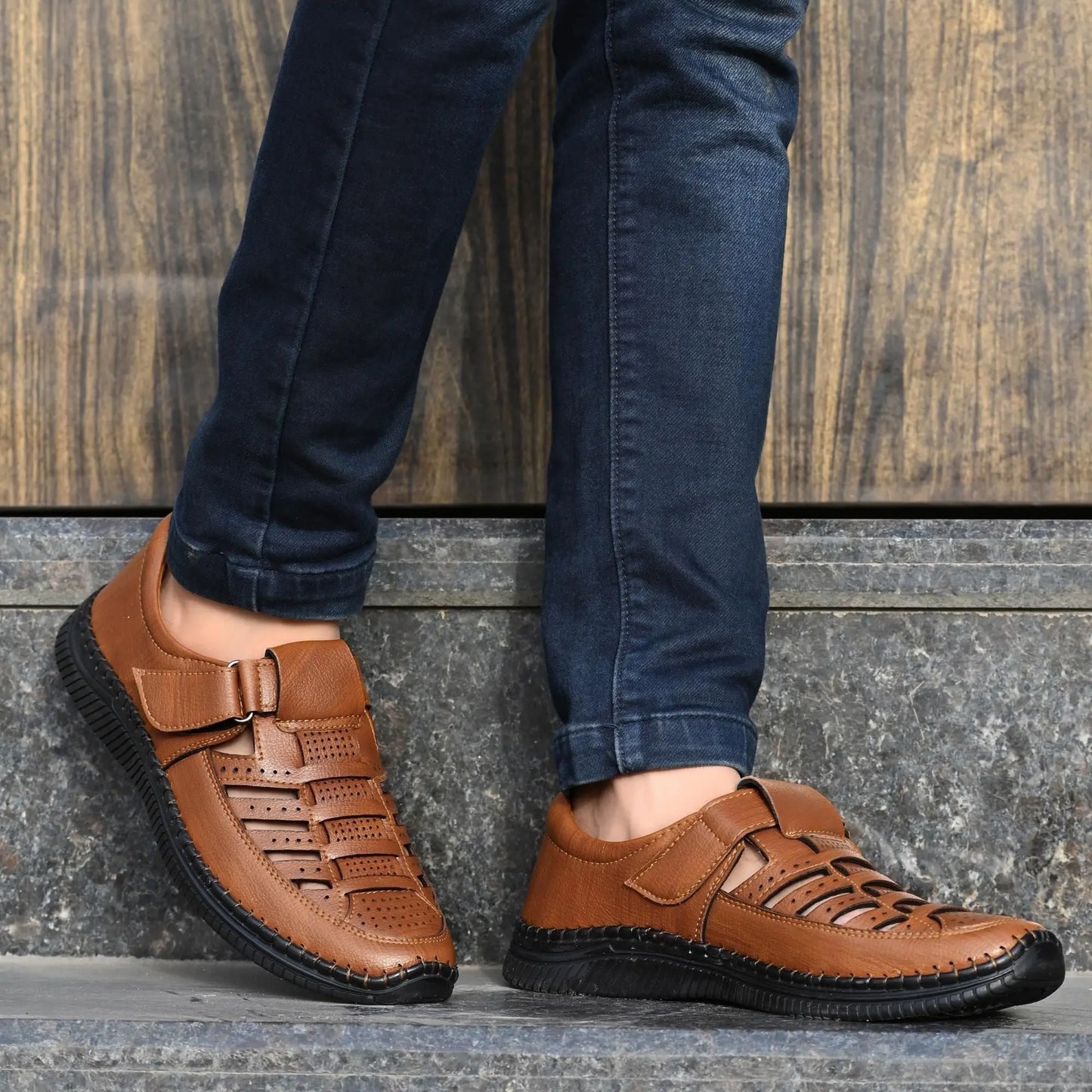 Sandals for Men | Synthetic Leather Tan Sandal