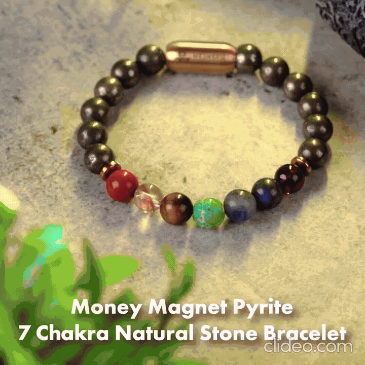 7 Chakra Bracelet with Natural Stone Beads & Lava Rock Roposo Clout