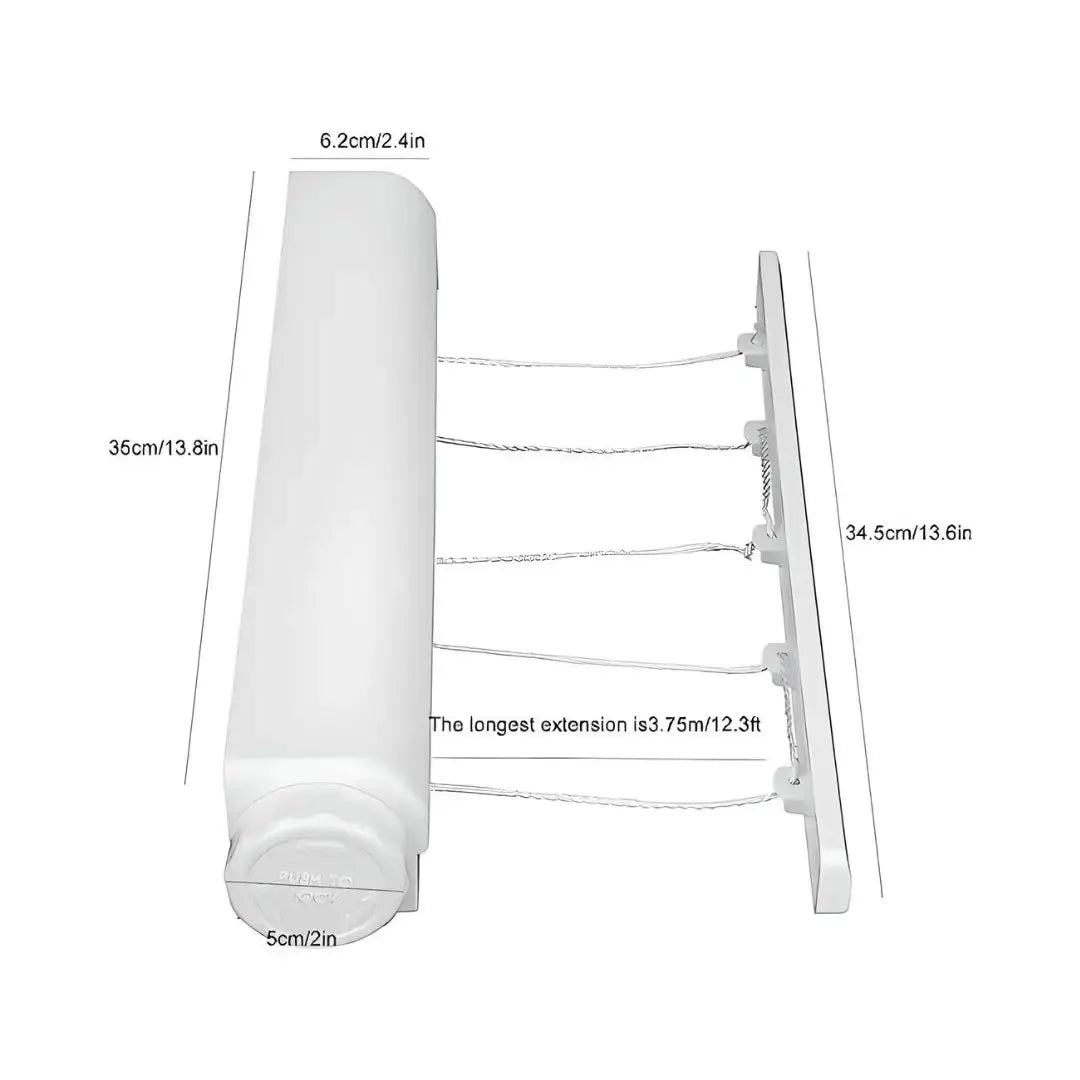 Cloth Drying Rope Hanger, Wall-Mounted Retractable Laundry Rack for Wet & Dry Clothes