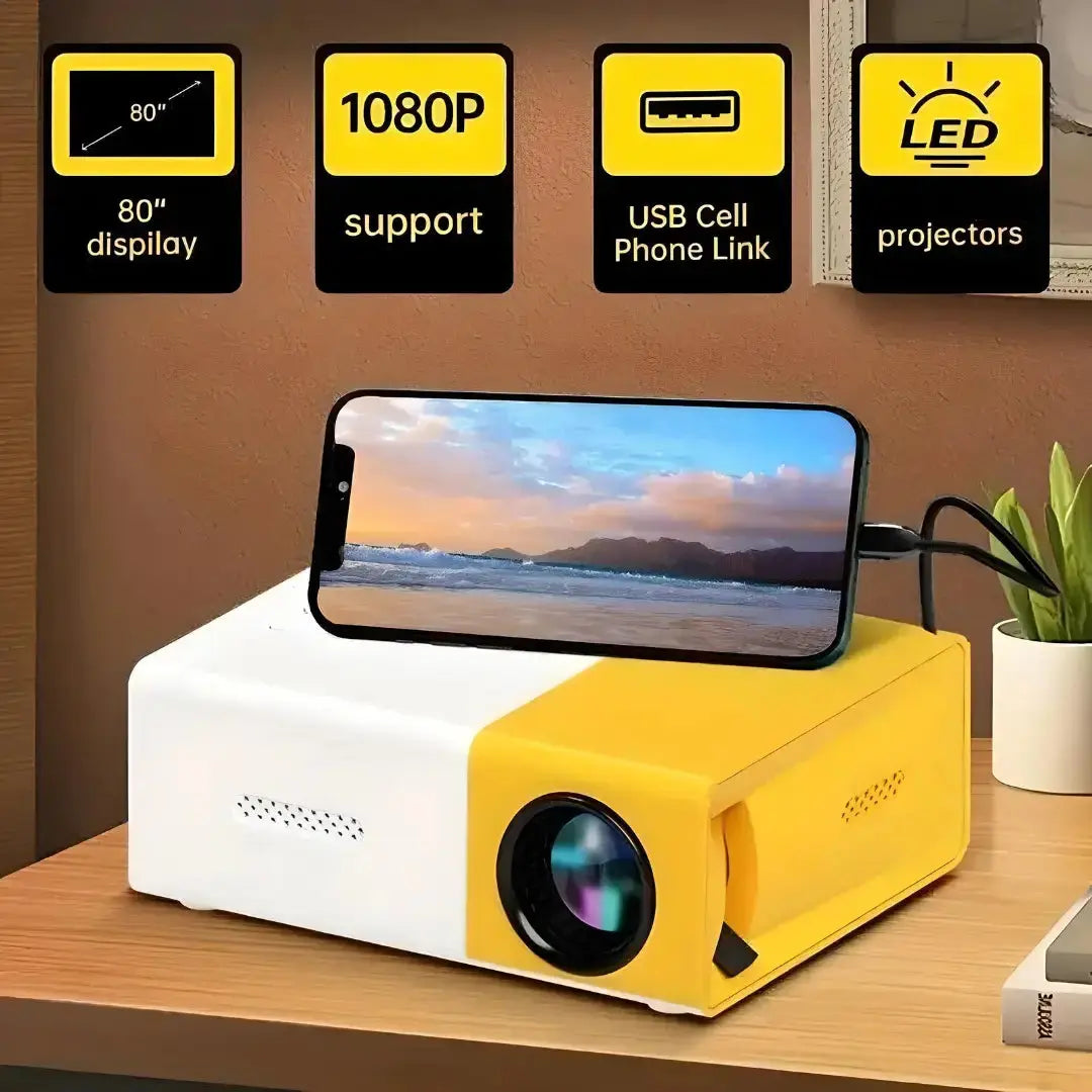 Mini Projector 1080P LED Pico Video Projector for Home Theater Movie