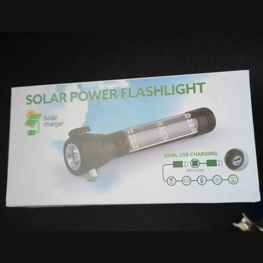 Multifunctional Flashlight & LED Torch Light for Outdoor Use with Glass Breaker, Seatbelt Cutter, Alarm and Phone Charger