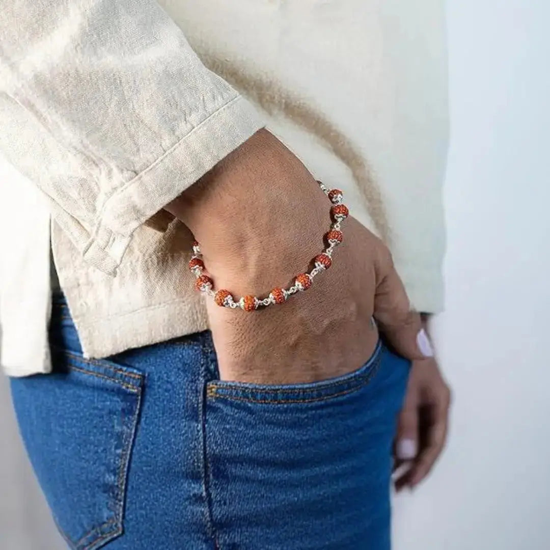 Rudraksha Bracelet Silver Plated for Men and Women