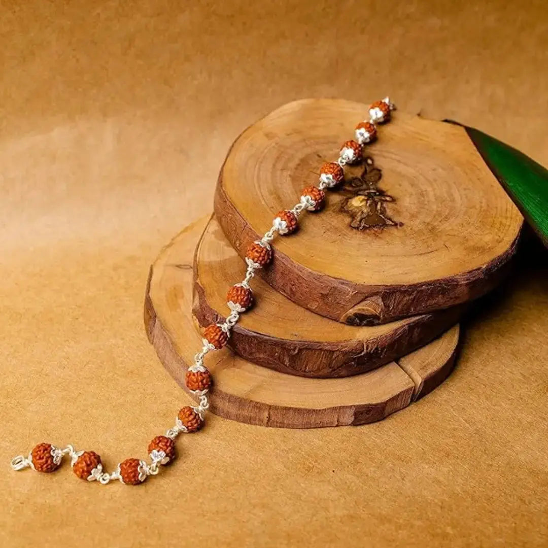 Rudraksha Bracelet Silver Plated for Men and Women