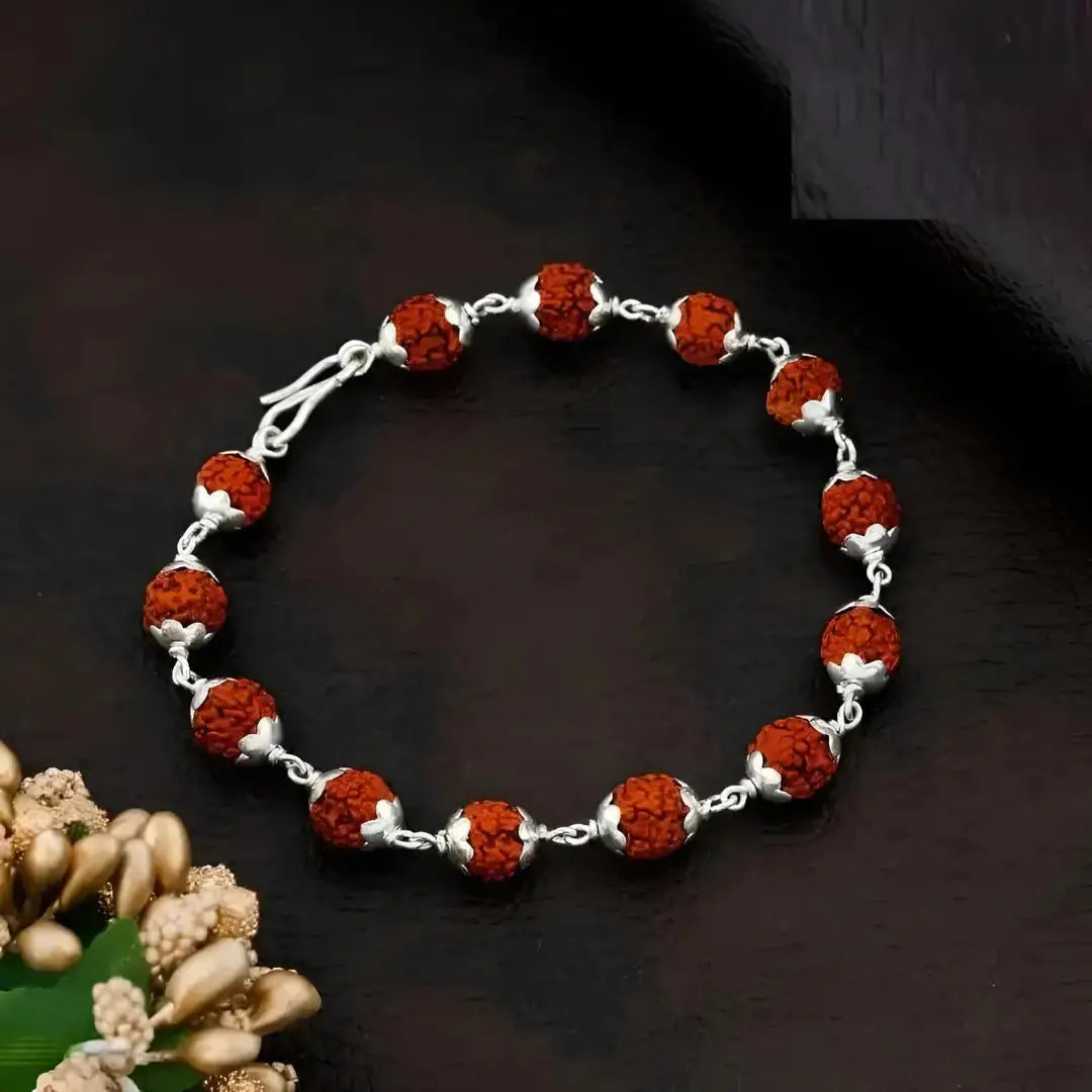 Rudraksha Bracelet Silver Plated for Men and Women
