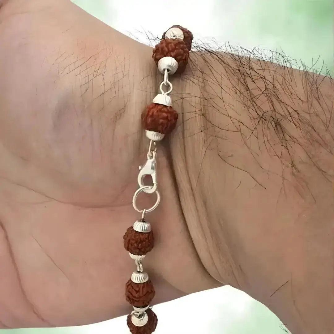 Rudraksha Bracelet Silver Plated for Men and Women