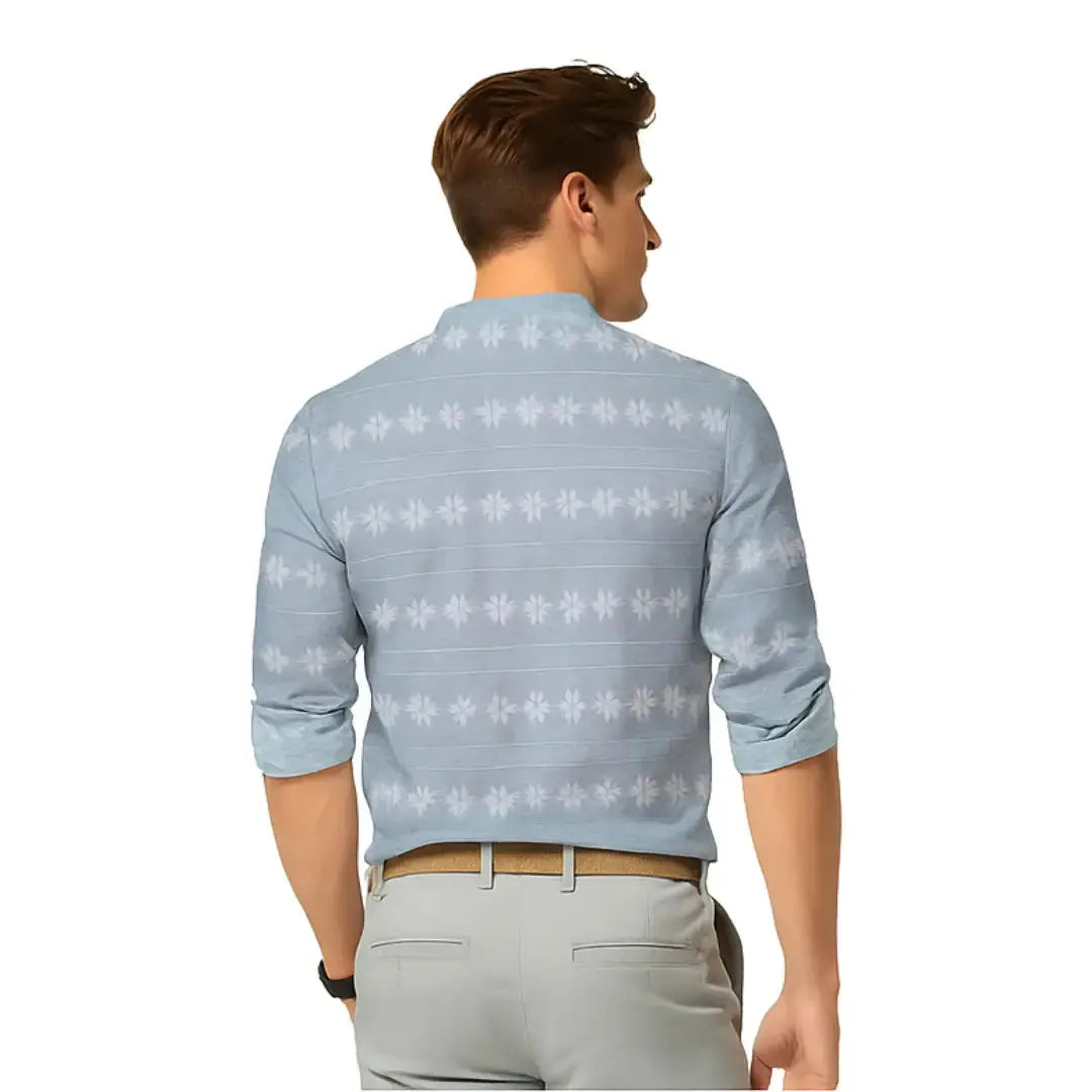 Shirts for Men Printed Spread Collar Casual Shirts Grey