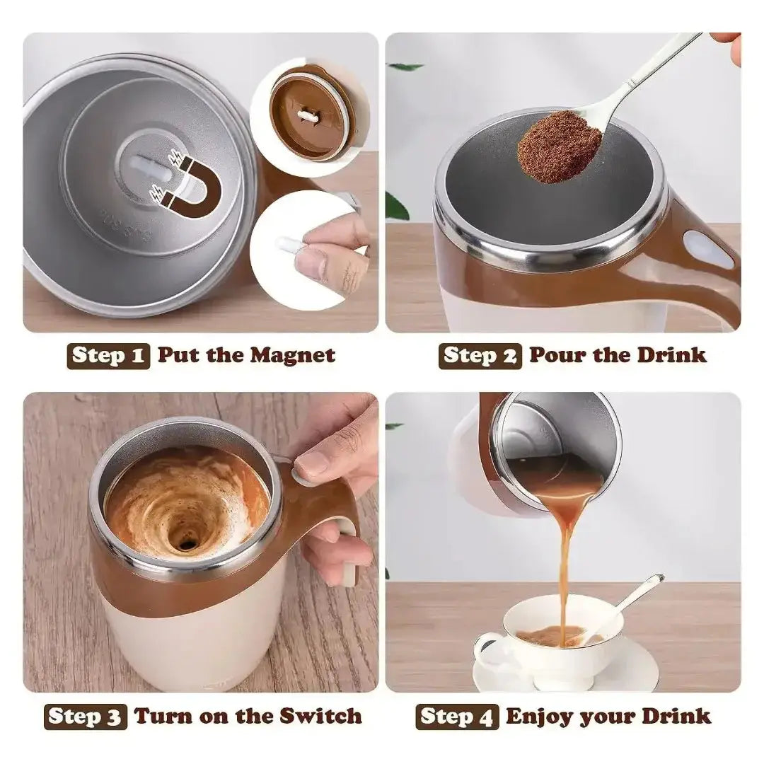 Self-Stirring Mug Magnetic – Automatic Mixing Cup for Coffee, Milk, Juice