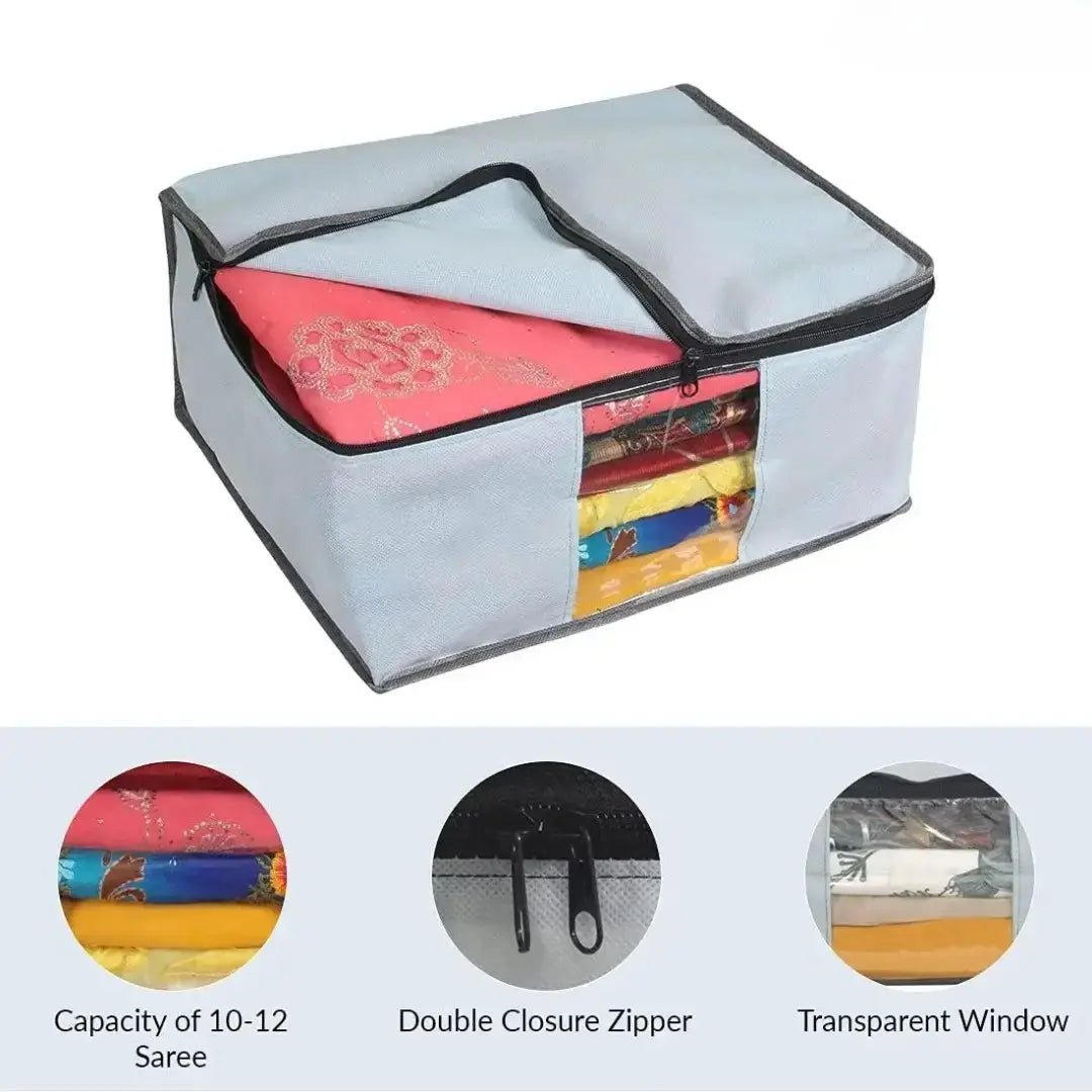 Saree Cover - Solid Non Woven Saree Cover for Wardrobe (Pack of 6)