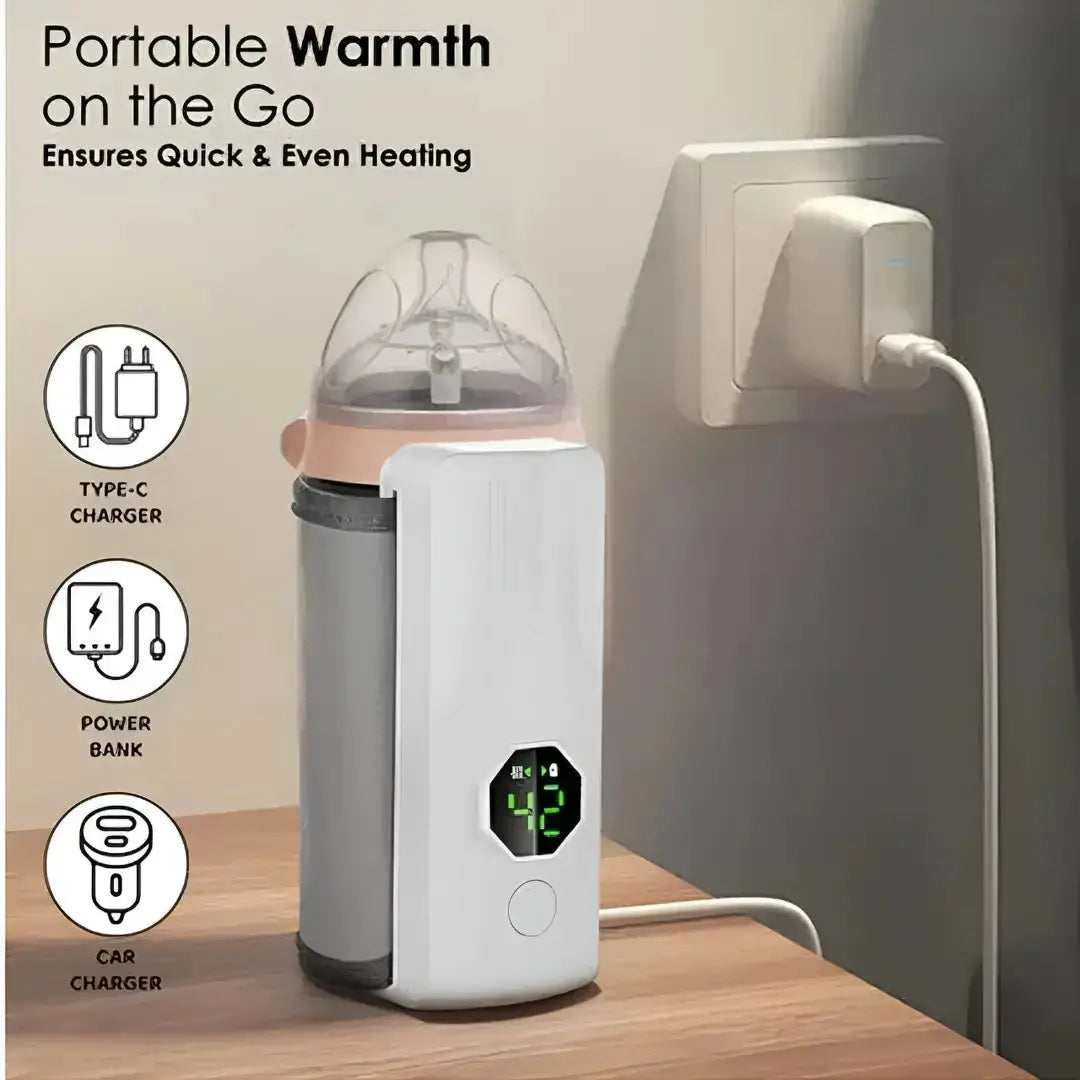 Portable Bottle Warmer Fast Heating, USB Rechargeable