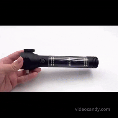 Multifunctional Flashlight & LED Torch Light for Outdoor Use with Glass Breaker, Seatbelt Cutter, Alarm and Phone Charger