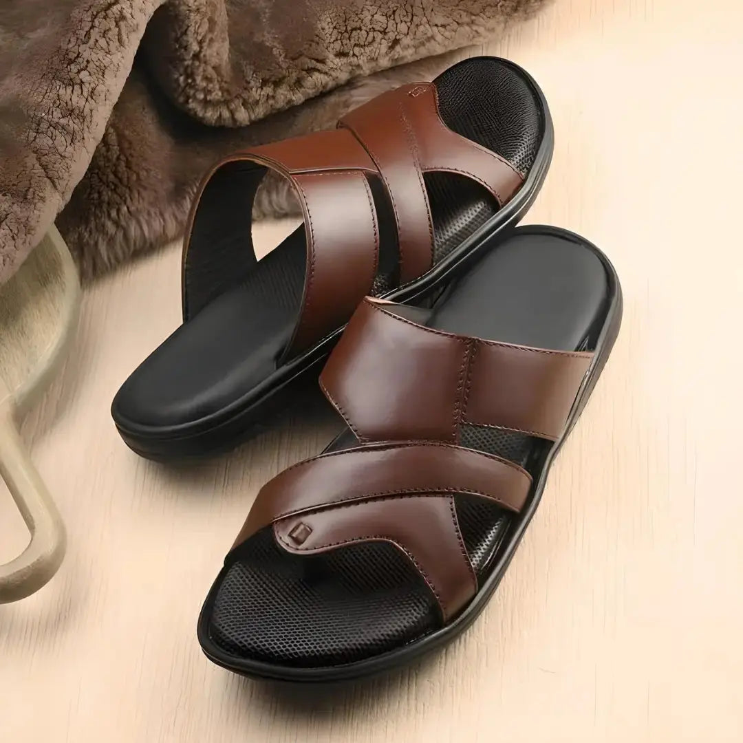 Puffy Cloud Brown Leather Slippers for Men Roposo Clout