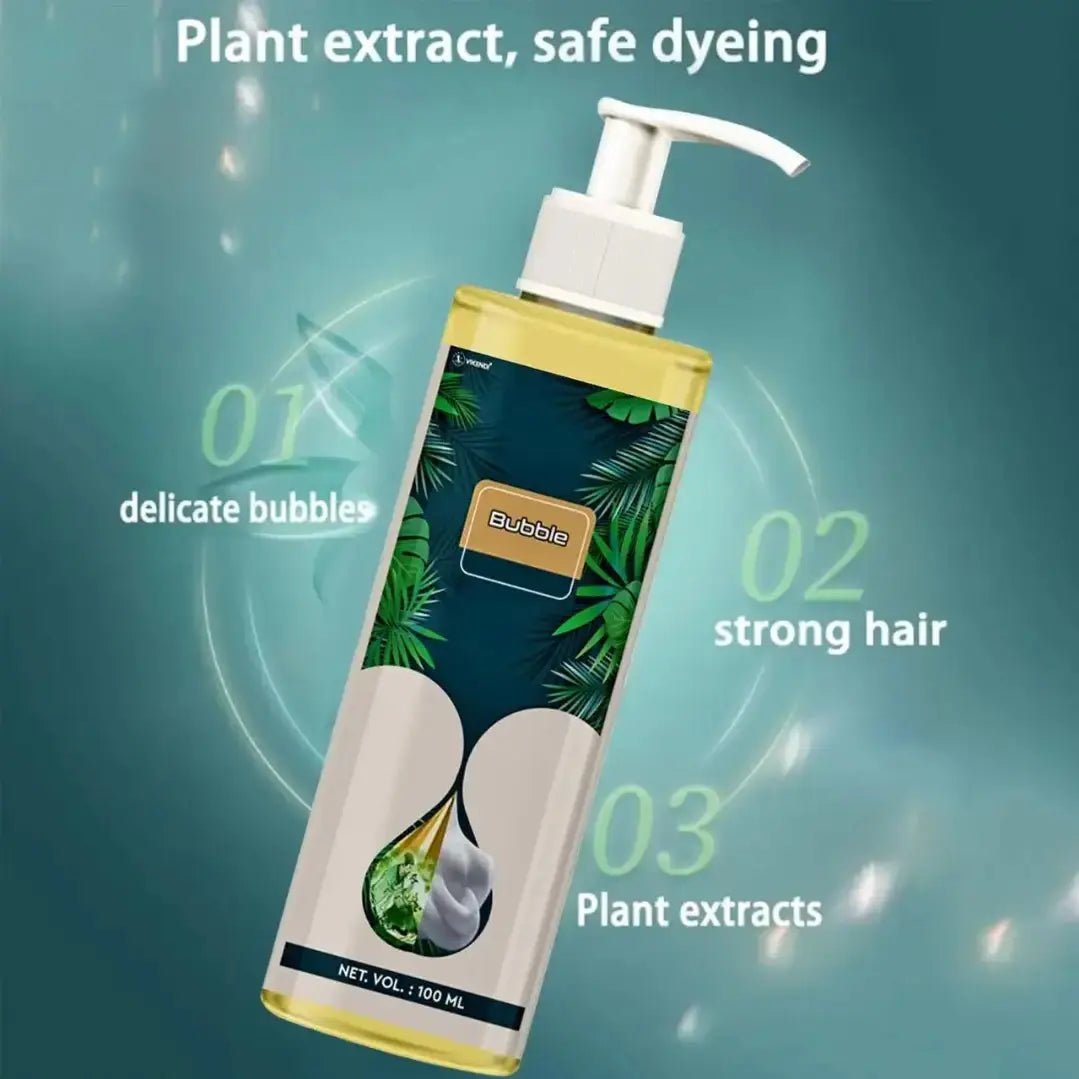 Hair Colour Shampoo - Natural Plant Bubble Hair Dye (Black Dye) 100ml
