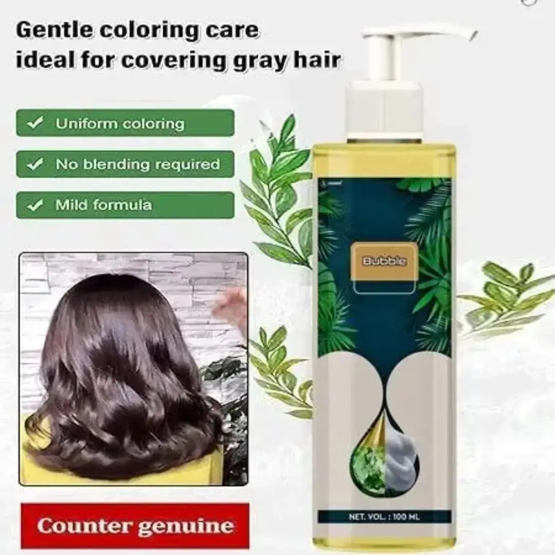 Hair Colour Shampoo - Natural Plant Bubble Hair Dye (Black Dye) 100ml (Pack of 2)
