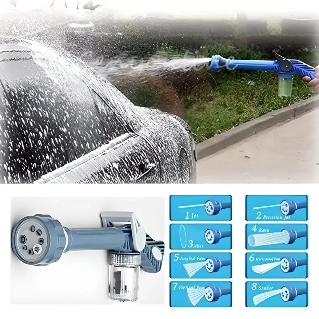 Water Spray Gun - 8 in 1 Turbo Spray Gun For Gardening, Car & Home Cleaning