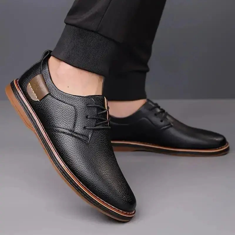 Leather Shoes for Men Derby Party Lace Up Casual Shoes