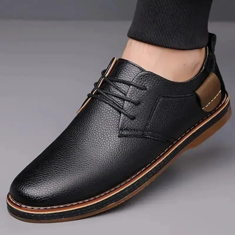 Leather Shoes for Men Derby Party Lace Up Casual Shoes