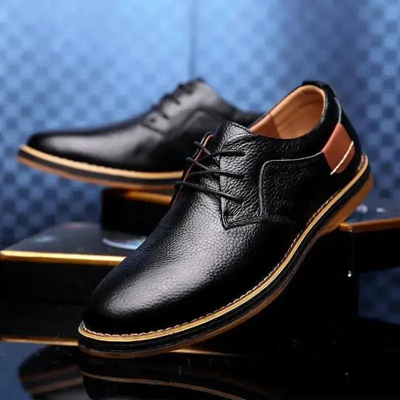 Leather Shoes for Men Derby Party Lace Up Casual Shoes
