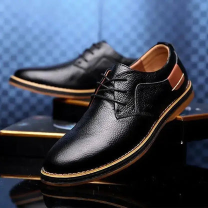 Leather Shoes for Men Derby Party Lace Up Casual Shoes