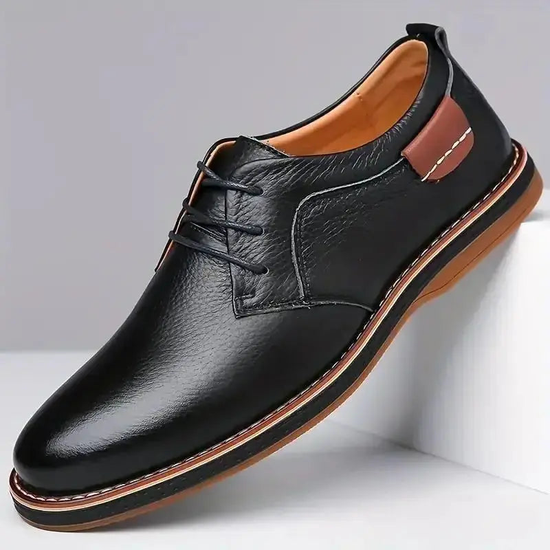 Leather Shoes for Men Derby Party Lace Up Casual Shoes