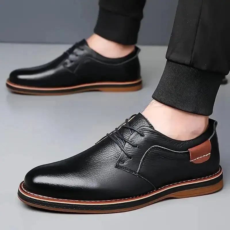 Leather Shoes for Men Derby Party Lace Up Casual Shoes