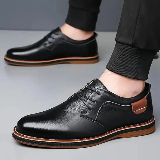Leather Shoes for Men Derby Party Lace Up Casual Shoes