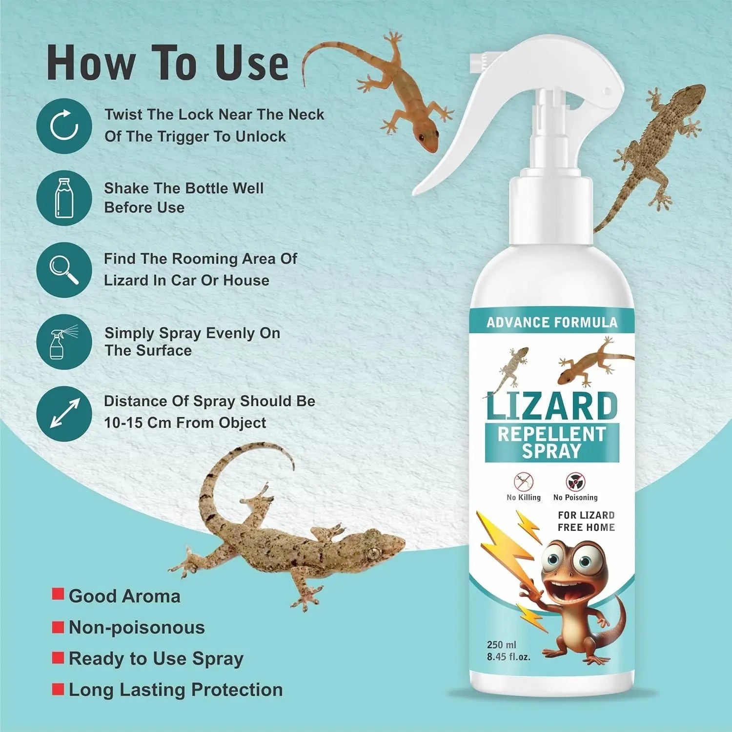 Lizard Repellent for Home Spray Pest Control 250ml (Pack of 2)