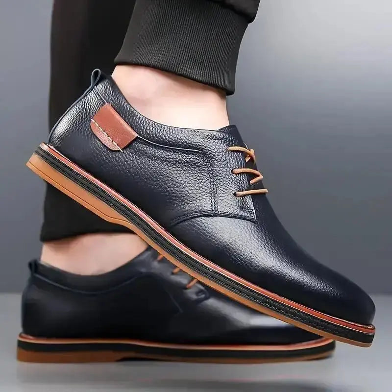 Leather Shoes for Men Derby Party Lace Up Casual Shoes