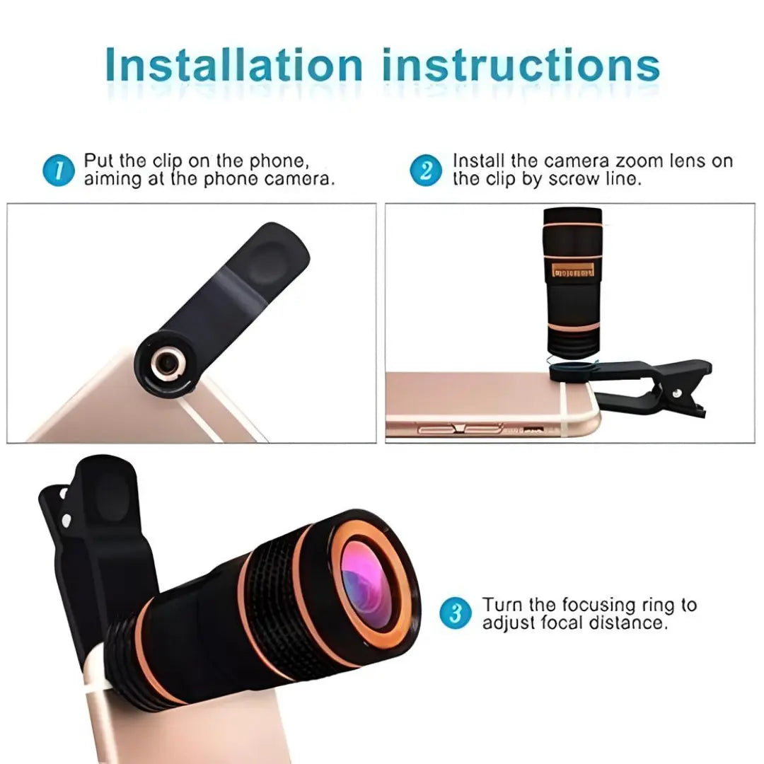 Protable HD 12x Optical Zoom Camera Telescope Lens Monocular Travel Hiking Tour