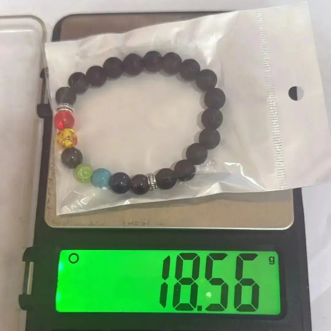7 Chakra Bracelet with Natural Stone Beads & Lava Rock