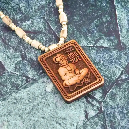 Tulsi Mala With Hanuman Pendant for Men Wood Locket Set (Pack Of 1)