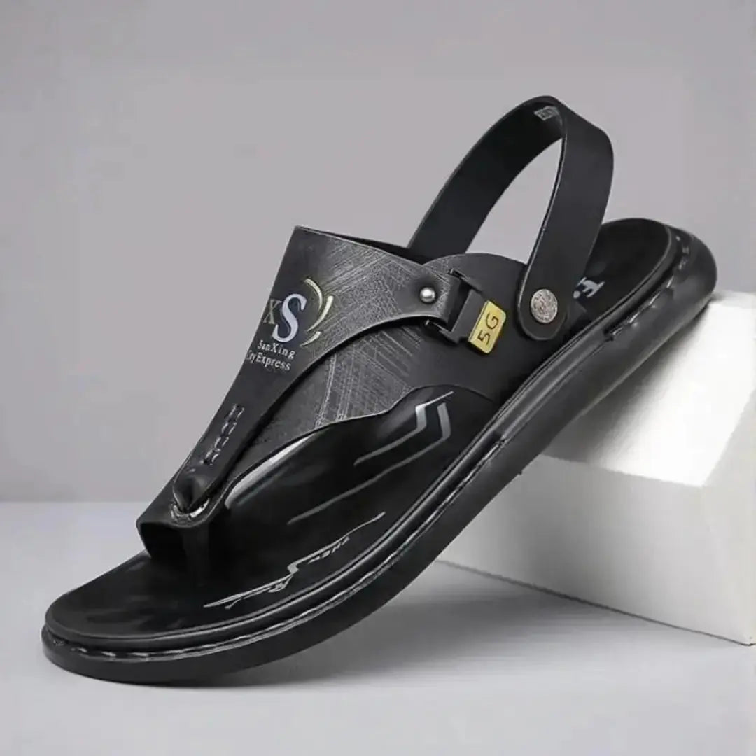 Men's Casual Synthetic Leather Sandals for Men (Black/Brown)