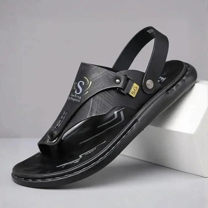 Men's Casual Synthetic Leather Sandals for Men (Black/Brown)