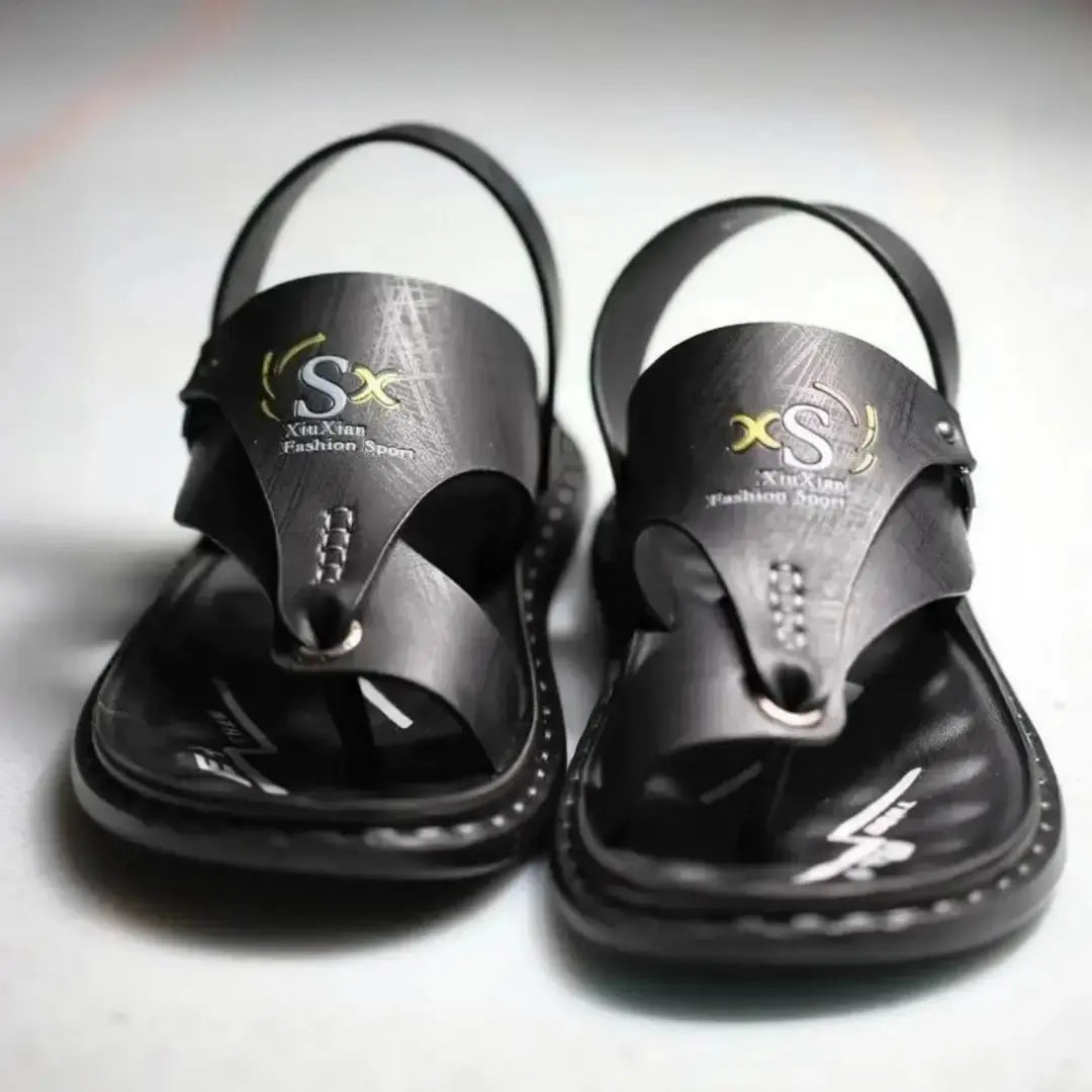 Men's Casual Synthetic Leather Sandals for Men (Black/Brown)