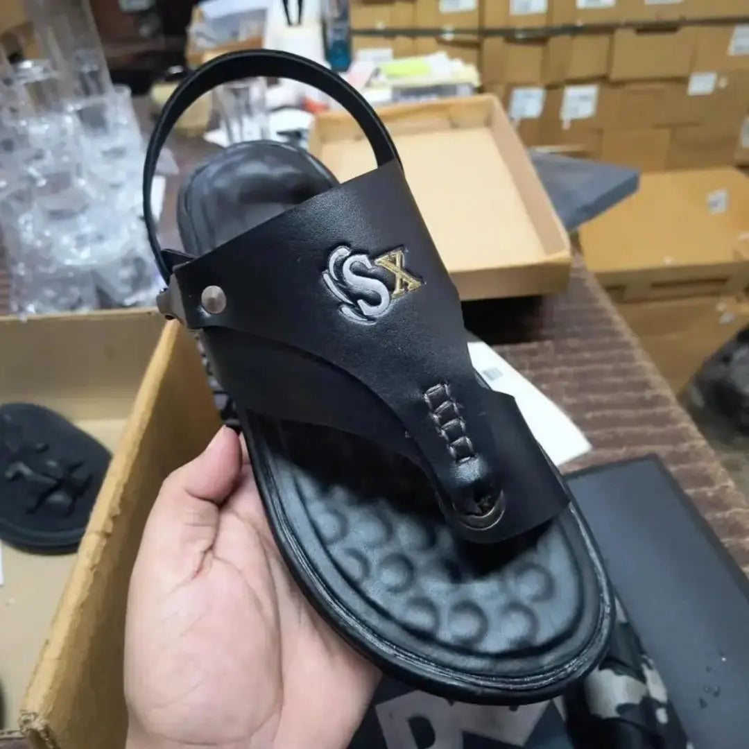 Men's Casual Synthetic Leather Sandals for Men (Black/Brown)