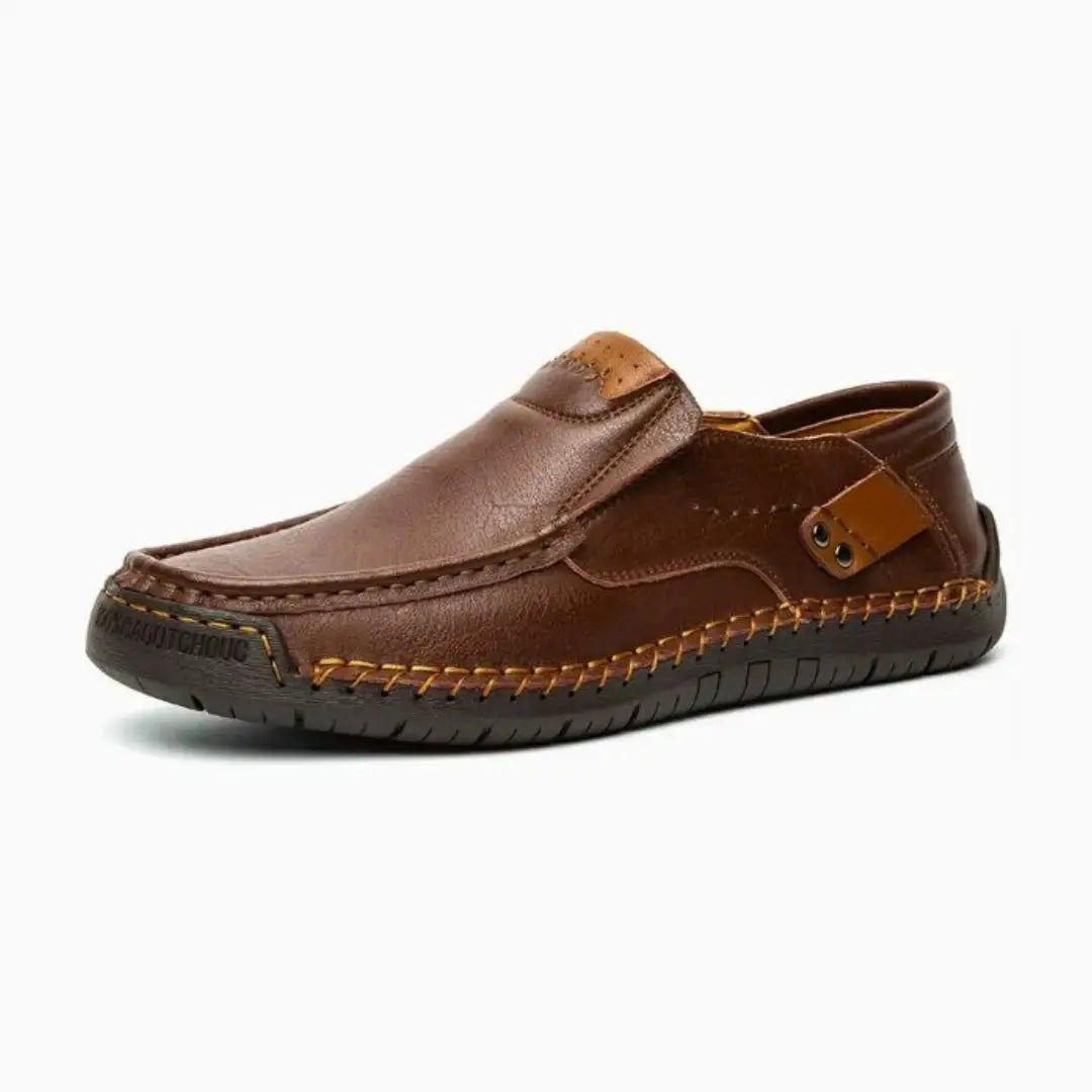 Casual Shoes for Men – Hand-Stitched Brown Leather Loafers