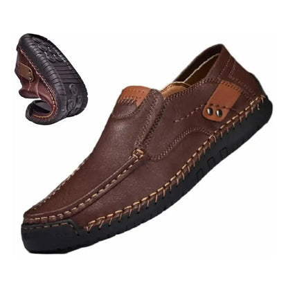 Casual Shoes for Men – Hand-Stitched Brown Leather Loafers