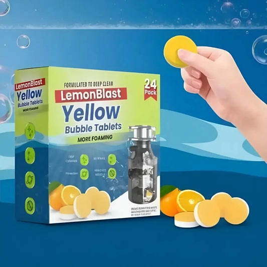 LemonBlast Drain Cleaner Yellow Bubble Tablets (24Pcs)