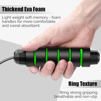 Premium Sports Skipping Rope with PVC Handle (Black-Green)