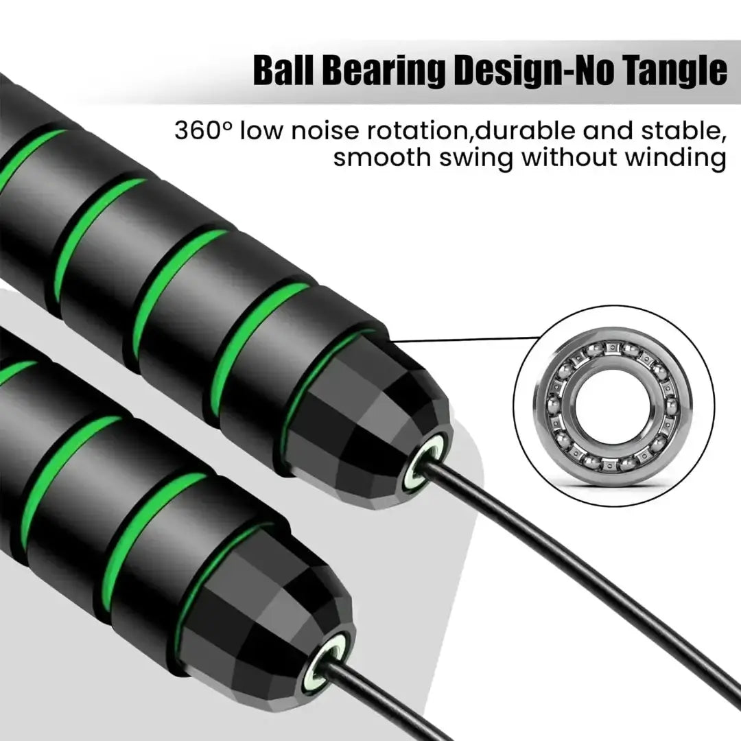 Premium Sports Skipping Rope with PVC Handle (Black-Green)