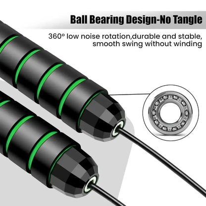 Premium Sports Skipping Rope with PVC Handle (Black-Green)