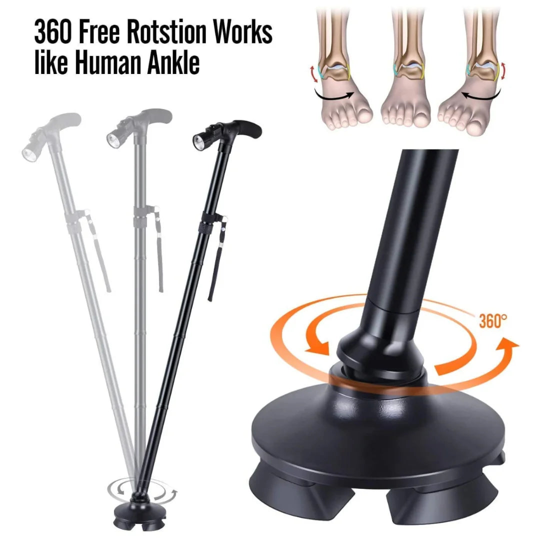 Walking Stick Collapsible with LED Light for Elders