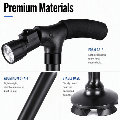 Walking Stick Collapsible with LED Light for Elders