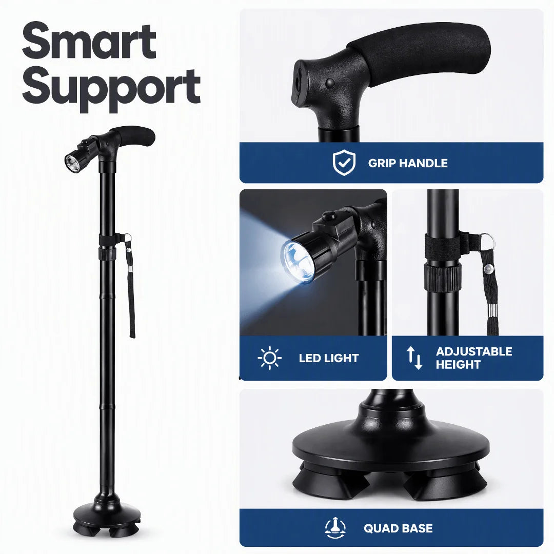 Walking Stick Collapsible with LED Light for Elders
