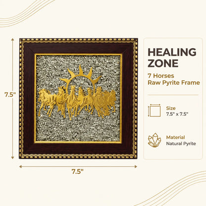 7 Horses on Raw Pyrite Frame Vastu Wall Decor